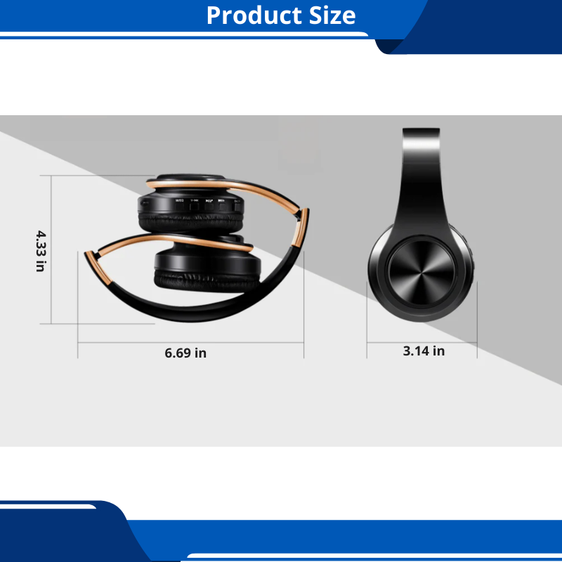 HIFI Stereo Wireless Headphones Bluetooth Headset FM Supports SD Card Mic for Mobile iOS & Android