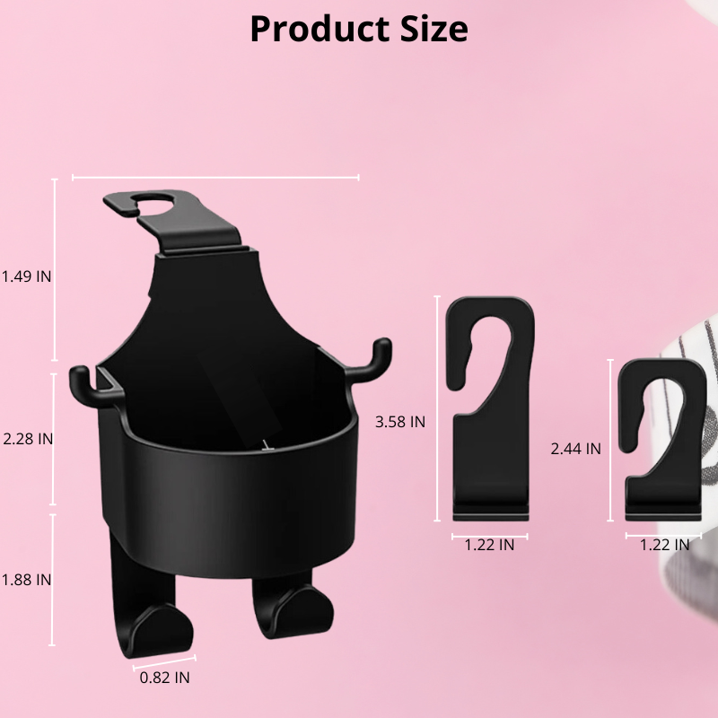 Universal Car Seat Cup Holder With Hook Hanger for Handbag