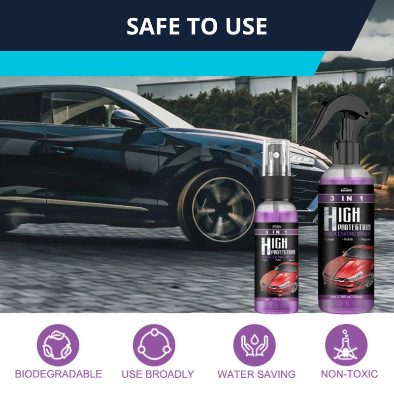 3 in 1 High Protection Quick Car Coating Ceramic Spray, Wax Polishing, Plastic Refresher, Scratch Repair