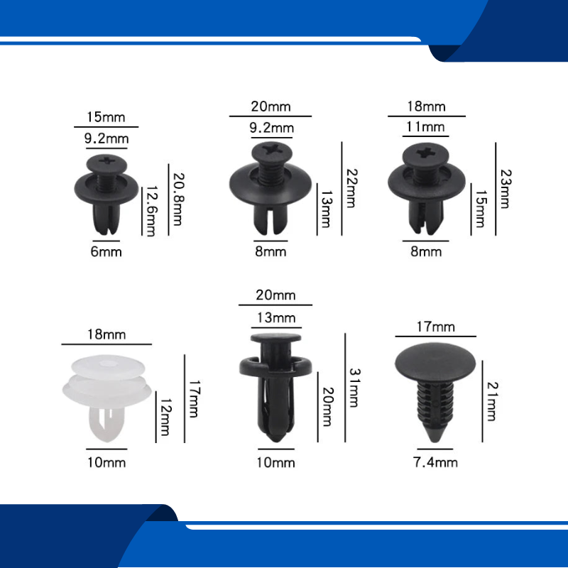 100Pcs Universal Fastener Clips with Fastener Remover Car Plastic Rivets Fasteners Replacement Push Clip Kit