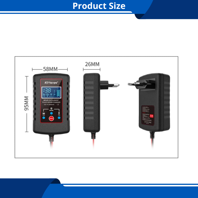 Smart Car Battery Charger 6V and 12V Automotive Charger Trickle Charger for Motorcycle ATV