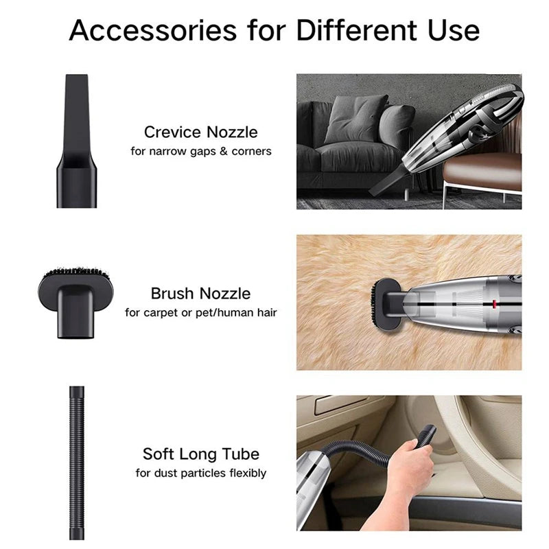 Wireless Vacuum Cleaner Powerful Cyclone Suction Rechargeable for Car Home Pet Hair