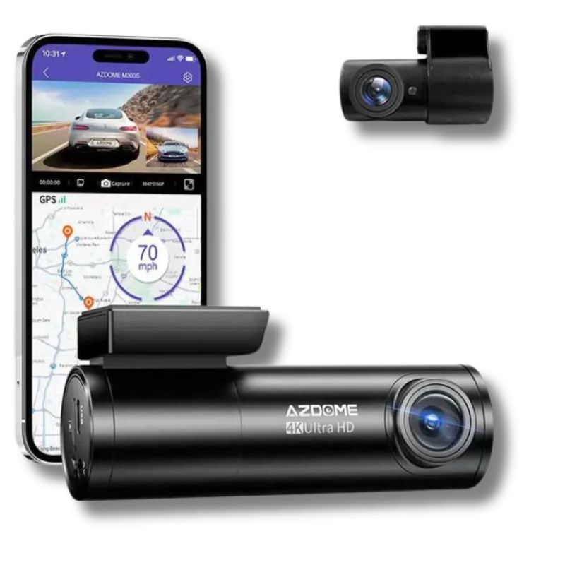 Car Dash Cam With Voice Control 4K+1080P HD Dual Cameras And Built-in GPS WiFi Premium Night Vision