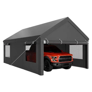 Heavy Duty Carport 12'x18.5' Ft With Roll-up Windows With All-Season Tarp for Car Truck Or Boat